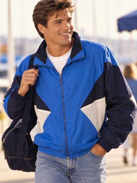 Pierre Cardin Other - Pierre Cardin Men's Large Vintage Windbreaker Blue Colorblock Nylon Track Jacket